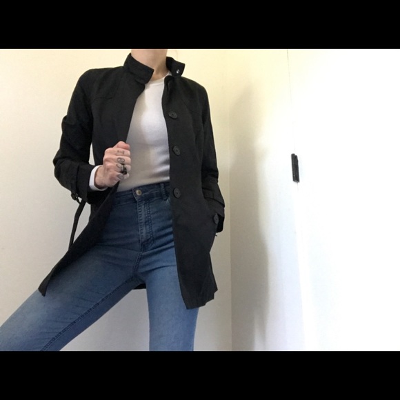 Old Navy Black Short Trench Coat - Picture 2 of 13